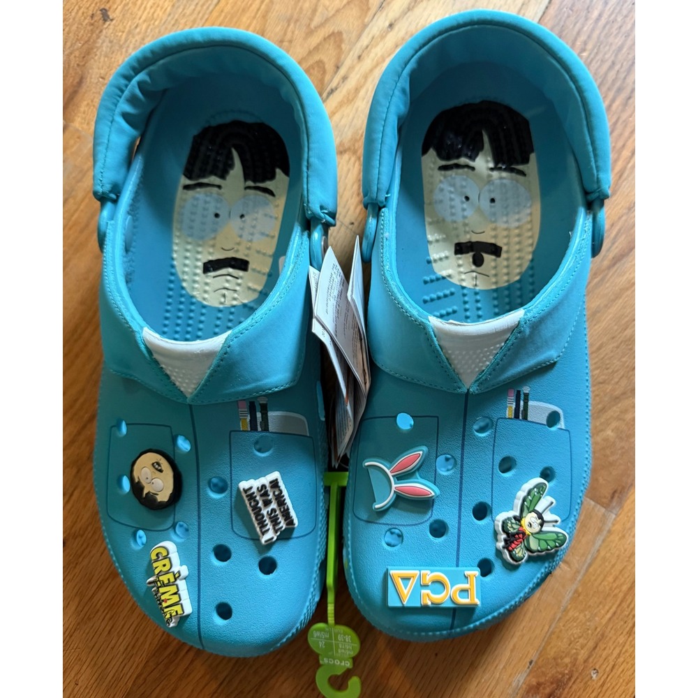 Crocs South Park Randy Marsh Classic Clog Blue Teal Jibbitz Mens 8 Womens 10 NEW